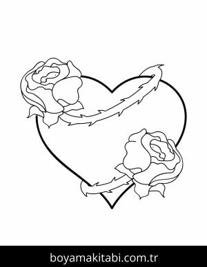 Gül boyama sayfası – çizgi film temalı, basit çizim