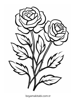 Gül boyama sayfası – çocuklar için, çizgi film temalı