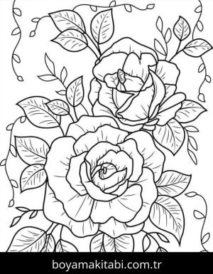 Gül boyama sayfası – keyifli zaman, renkli çizimler