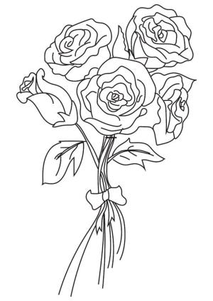 Gül boyama sayfası,  coloring page, Basit Gül Buketi, 