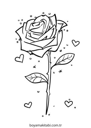 Gül boyama sayfası – çizgi film temalı, basit çizim