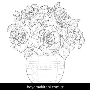 Gül boyama sayfası – okul öncesi, evde etkinlik