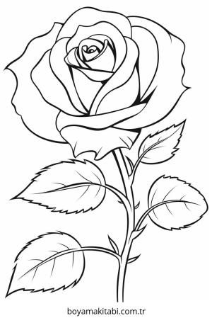 Gül boyama sayfası – sevimli karakter, sanatsal çalışma
