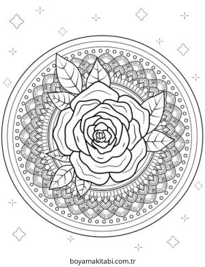 Gül boyama sayfası – eğitici aktivite, yaratıcılık