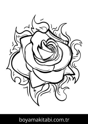 Gül boyama sayfası – okul öncesi, evde etkinlik