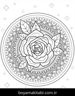 Gül boyama sayfası – çocuk aktivitesi, PDF indir