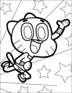 Gumball boyama sayfası,  coloring page, Yıldızlı Gumball, 