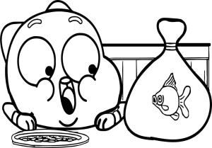 Gumball boyama sayfası,  coloring page, Gumball ve Japon Balığı, 