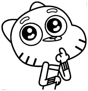 Gumball boyama sayfası,  coloring page, Gumball Düşünme, 