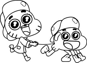 Gumball boyama sayfası,  coloring page, Sevimli Gumball Ve Darwin Yürüyüşü, 