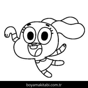 Gumball boyama sayfası – çizgi film temalı, basit çizim