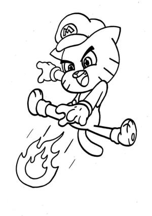 Gumball boyama sayfası,  coloring page, Gumball Mario, 