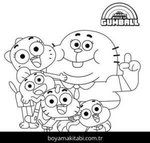 Gumball boyama sayfası – el becerilerini geliştirir, boyama çalışması