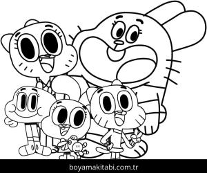 Gumball boyama sayfası – eğlenceli etkinlik, el becerilerini geliştirir