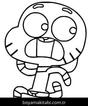 Gumball boyama sayfası – çizgi film temalı, basit çizim