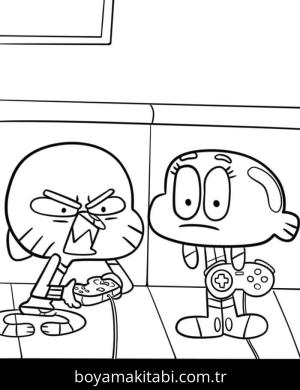 Gumball boyama sayfası – basit çizim, kolay boyama