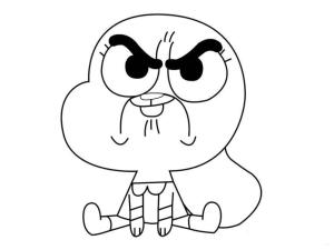 Gumball boyama sayfası,  coloring page, Darwin Oturuyor, 