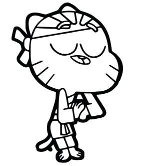 Gumball boyama sayfası,  coloring page, Karate Sakızı, 