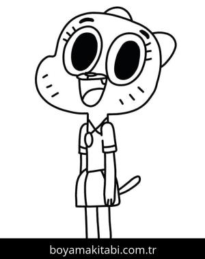 Gumball boyama sayfası – basit çizim, kolay boyama