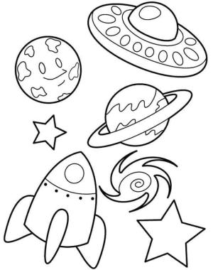 Güneş Sistemi boyama sayfası,  coloring page, Roket uzaya doğru ilerliyor, 