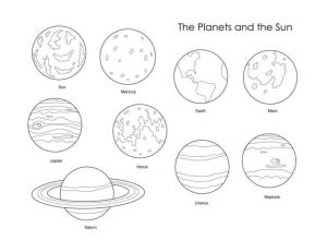 Güneş Sistemi boyama sayfası,  coloring page, Güneş ve Sekiz Uzak Gezegen, 