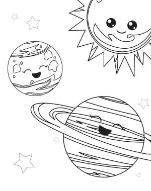 Güneş Sistemi boyama sayfası,  coloring page, Neşeli Yıldızlar ve Gezegenler, 