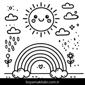 Güneş boyama sayfası – el becerilerini geliştirir, boyama çalışması