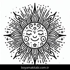 Güneş boyama sayfası – boyama çalışması, yaratıcılığı geliştirir