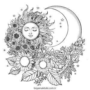 Güneş boyama sayfası – el becerilerini geliştirir, boyama çalışması