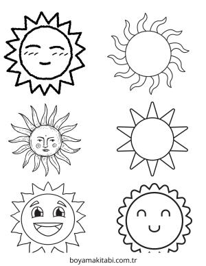 Güneş boyama sayfası – yaratıcılığı geliştirir, keyifli zaman