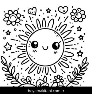 Güneş boyama sayfası – boyama etkinliği, çocuk aktivitesi