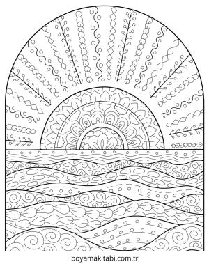 Güneş boyama sayfası – çocuklar için, çizgi film temalı