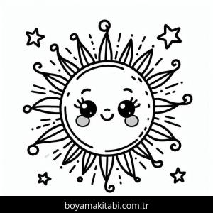 Güneş boyama sayfası – çocuk aktivitesi, PDF indir