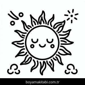 Güneş boyama sayfası – okul öncesi, evde etkinlik