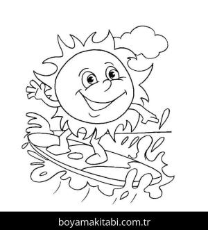 Güneş boyama sayfası – kolay boyama, eğitici aktivite