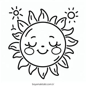 Güneş boyama sayfası – el becerilerini geliştirir, boyama çalışması