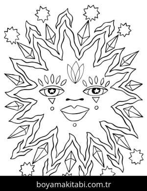 Güneş boyama sayfası – sanatsal çalışma, çocuklar için