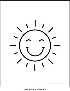 Güneş boyama sayfası – basit çizim, kolay boyama