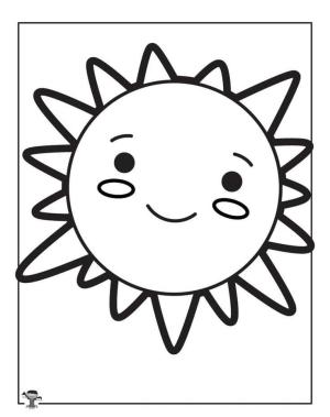 Güneş boyama sayfası,  coloring page, Kawaii Güneş, 