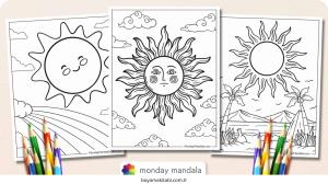 Güneş boyama sayfası – boyama çalışması, yaratıcılığı geliştirir