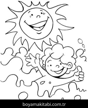 Güneş boyama sayfası – keyifli zaman, renkli çizimler