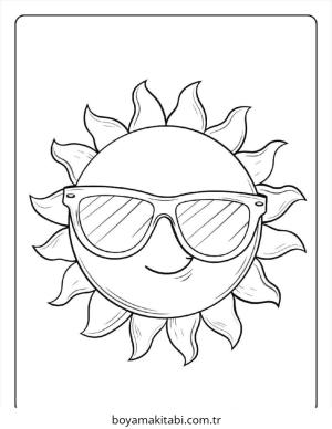 Güneş boyama sayfası – keyifli zaman, renkli çizimler