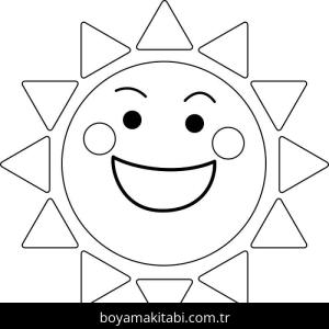 Güneş boyama sayfası – basit çizim, kolay boyama