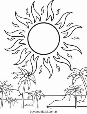 Güneş boyama sayfası – yaratıcılık, eğlenceli etkinlik