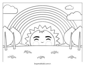Güneş boyama sayfası – keyifli zaman, renkli çizimler