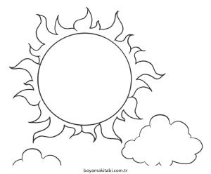 Güneş boyama sayfası – renkli çizimler, okul öncesi
