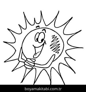 Güneş boyama sayfası – çocuklar için, çizgi film temalı