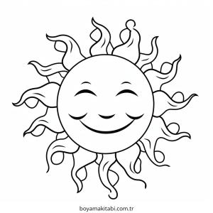 Güneş boyama sayfası – eğlenceli etkinlik, el becerilerini geliştirir