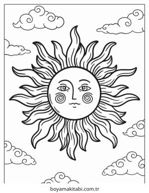 Güneş boyama sayfası – basit çizim, kolay boyama
