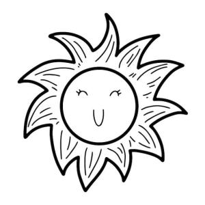 Güneş boyama sayfası,  coloring page, Gülümseyen Güneş Doodle, 